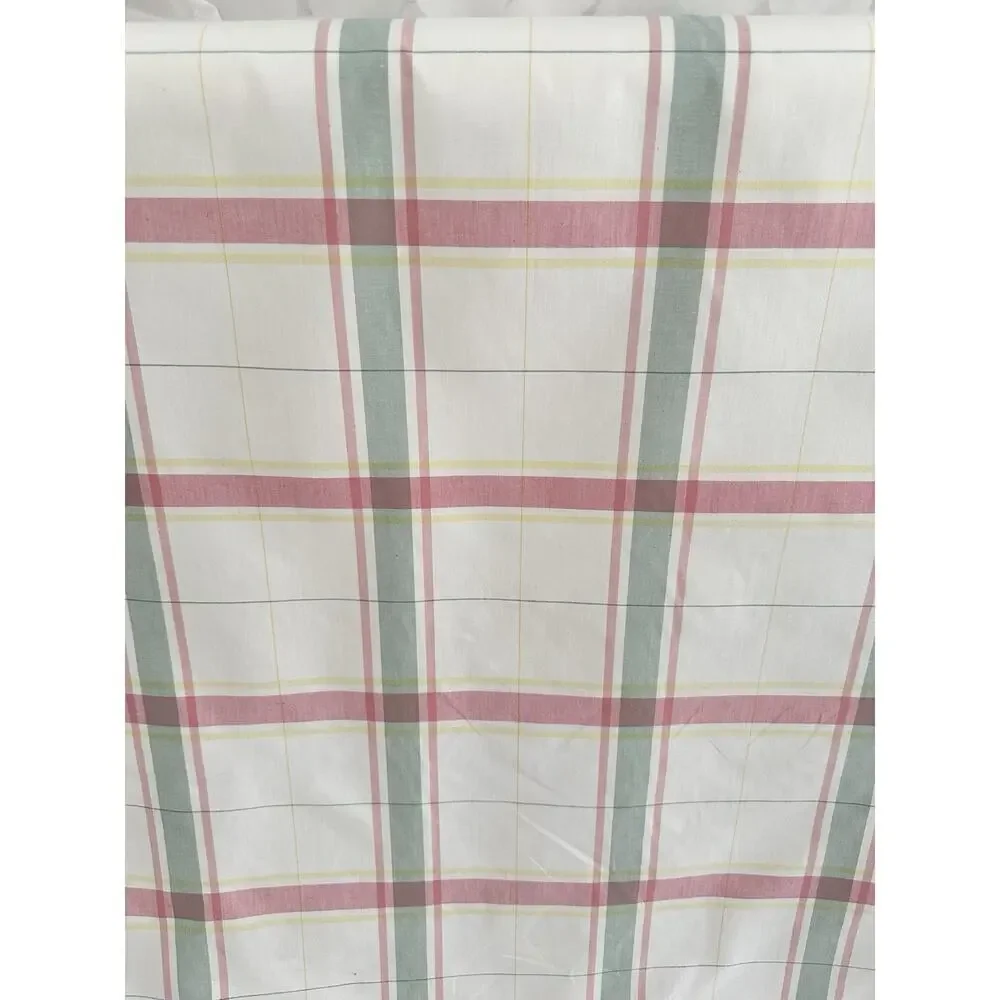 Vintage 90’s Pink Green Cream Yellow Plaid Fabric Cottage Country By The YARD